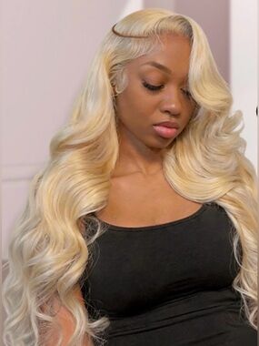 22” Blonde 613 Body Wave 100% human hair Wig 13x6 HD Lace Front 200% Density 080